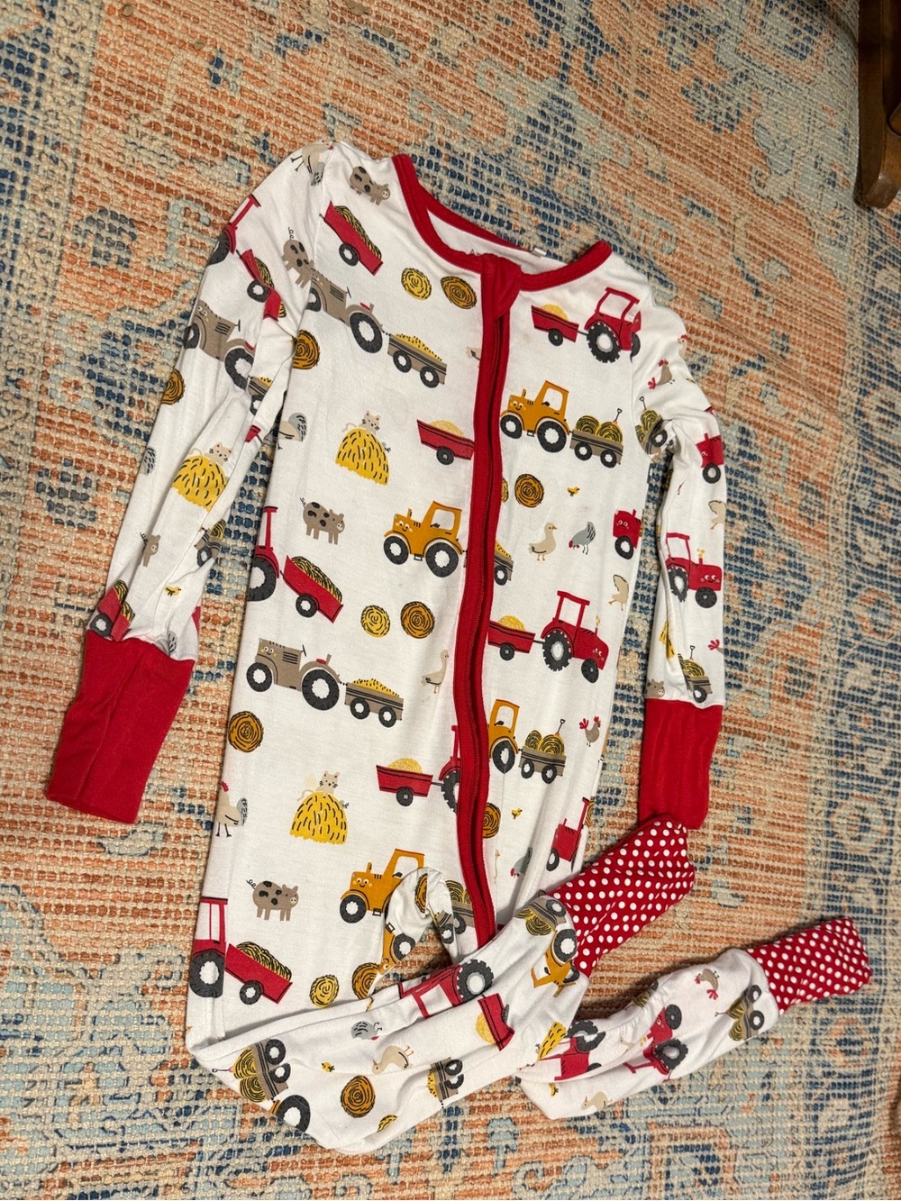 Angel Dear tractor two way zip pjs